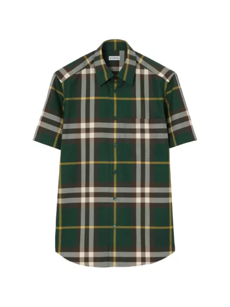 Cămașă Burberry în carouri din țesătură twill verde