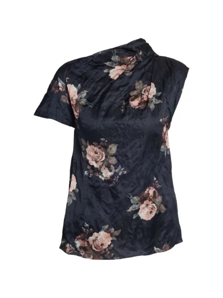 Bluză Erdem cu model floral cu imagine drapată negru