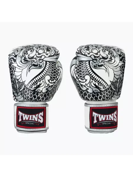 Twins Special Fancy бели/сребърни боксови ръкавици бяло
