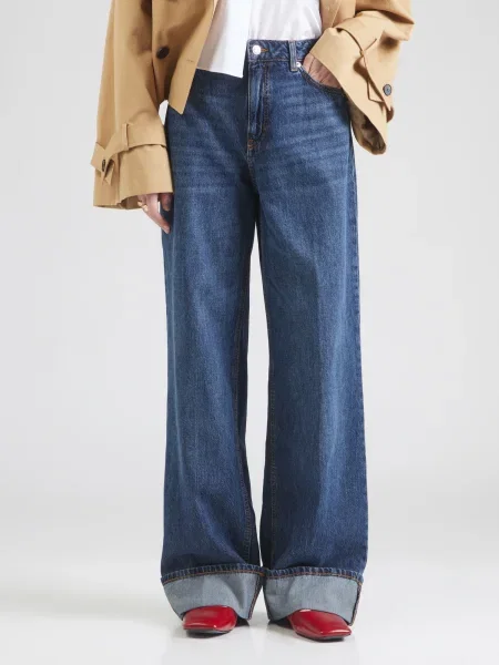 HUGO Blugi Bleumarin Wide Leg albastru