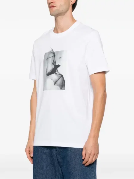 Tricou Boss cu imagine alb