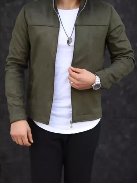 Jakna Dewberry od brušene kože kaki