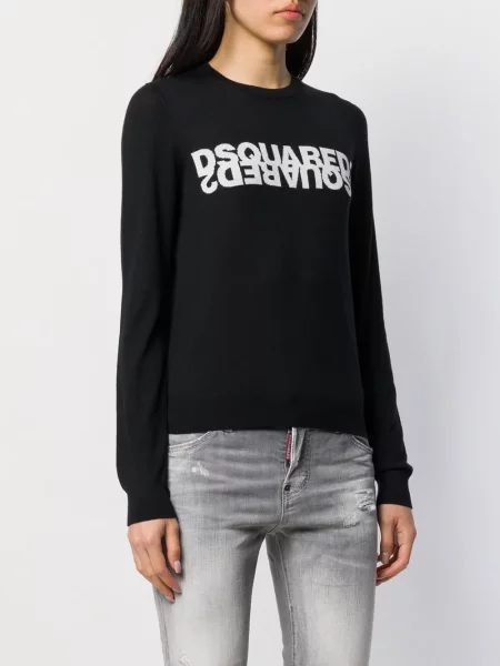 Pulover Dsquared2 tricotate cu autograf negru