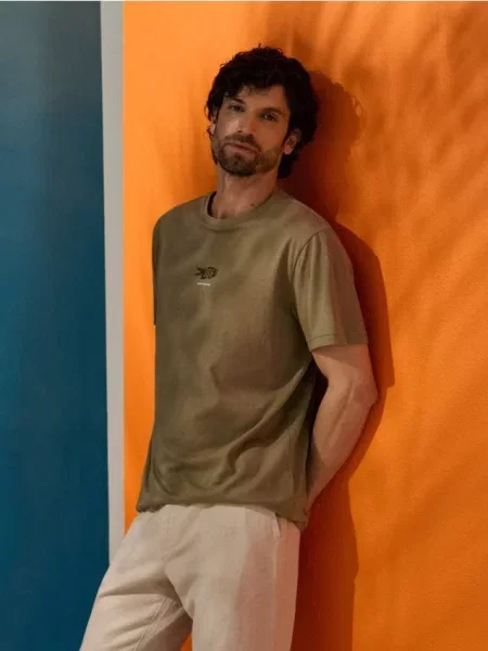 Sinsay koszulka z nadrukiem ryby zielony