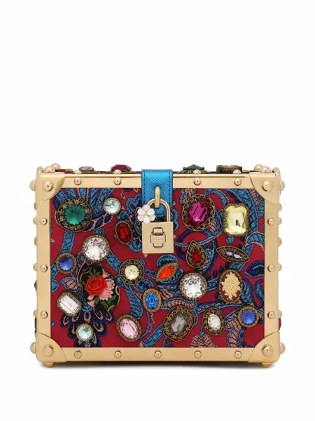 Geantă Dolce & Gabbana Dolce Box din jacard albastru