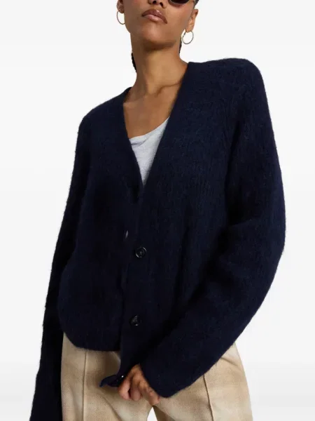 Cardigan Woolrich cu decolteu în V albastru