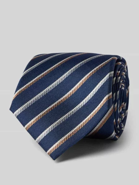 Krawat z jedwabiu ze wzorem na całej powierzchni 8 cm Joop! Collection granatowy