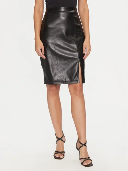 Guess Fustă din imitație de piele negru