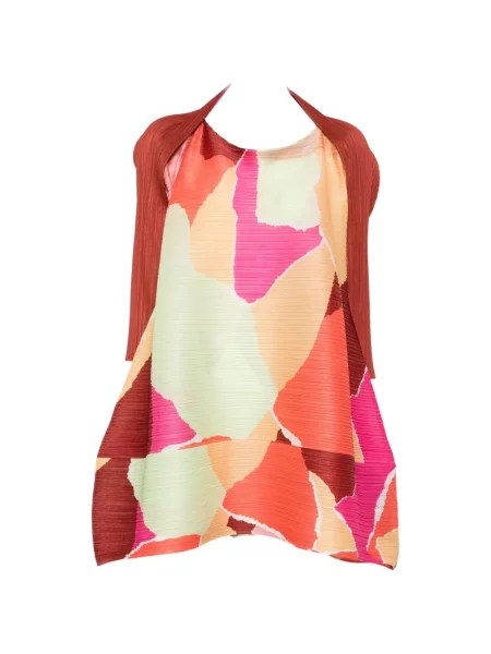 Rochie Pleats Please Issey Miyake cu imagine cu imprimeu abstract portocaliu