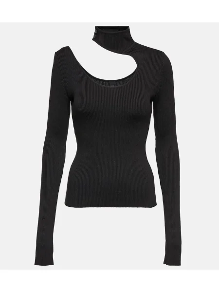 Jedwabny sweter Petar Petrov prążkowany czarny