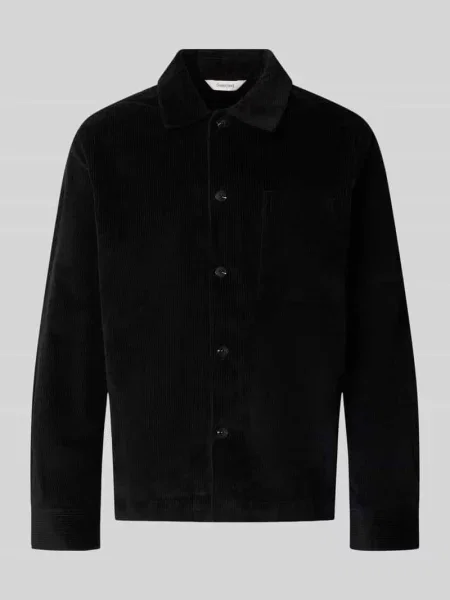 Kardigan rozpinany o kroju regular fit z mieszanki bawełny model OTTO' Selected czarny