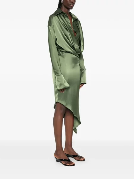 Rochie midi Vestiaire D'un Oiseau Libre asimetrică drapată verde