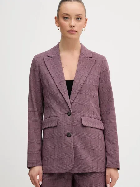 Сако United Colors of Benetton лилаво с едно копче с десен виолетово