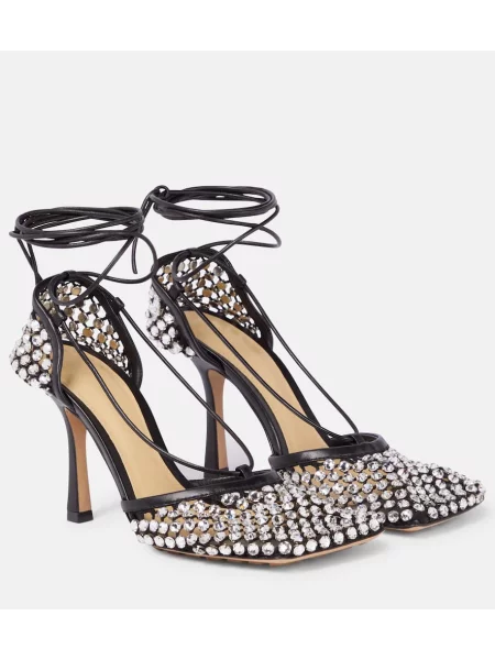 Pantofi cu toc Bottega Veneta plasă negru