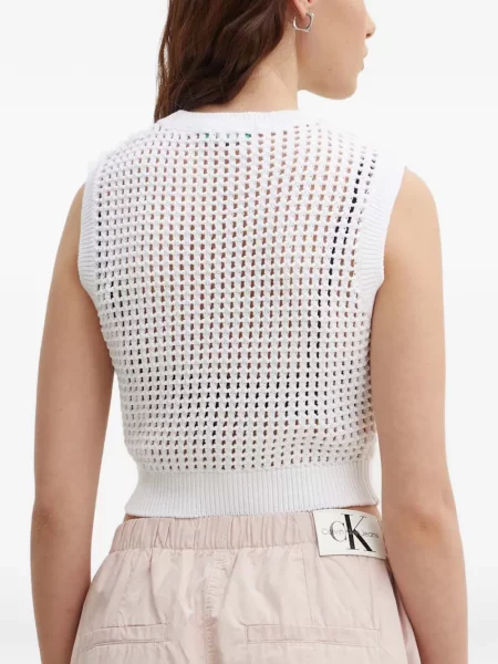 Decupat pulover Benetton alb