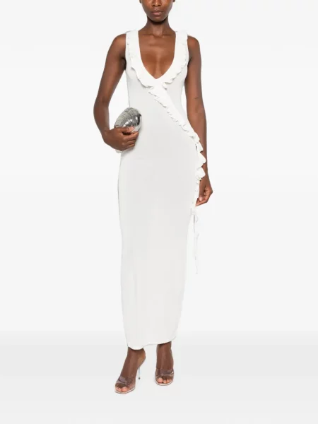 Rochie maxi Asta Resort cu volane alb
