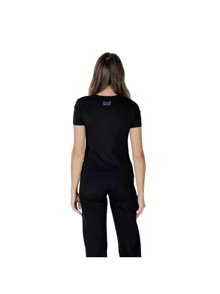 Emporio Armani Koszulki Kobieta S Koszulka z dżerseju bawełnianego ze stretchem z serii Logo Emporio Armani czarny