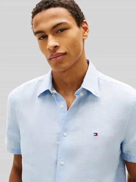 Koszula z krótkim rękawem o kroju regular fit z czystego lnu Tommy Hilfiger