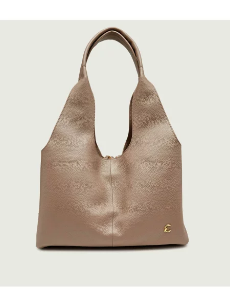 Coccinelle De piele geantă shopper Coccinelle Nell gri