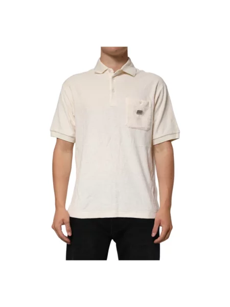 Koszulka polo Dolce And Gabbana z krótkim rękawem beżowa