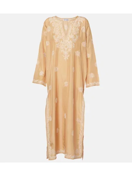 Rochie Juliet Dunn cu broderie de mătase auriu