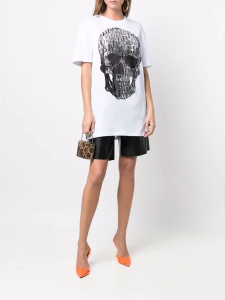 Tričko Philipp Plein s potiskem s kulatým výstřihem bílé