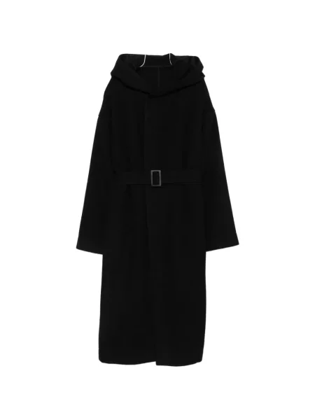 Cu centură palton Rick Owens cu glugă negru