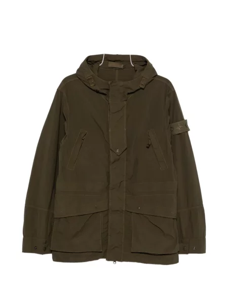 Geacă Stone Island cu glugă cu strasuri verde