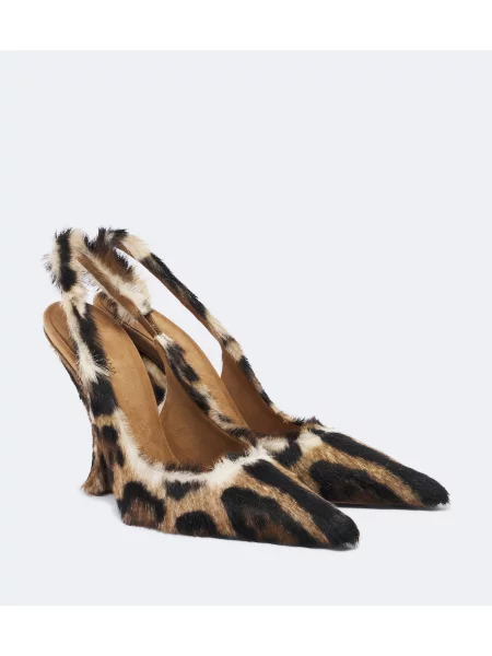 Pantofi cu toc Dolce&gabbana cu imagine cu model leopard slingback maro