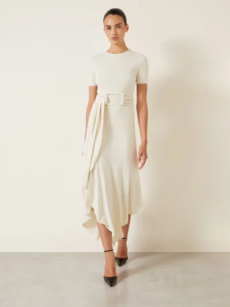 Alaïa Jerseyové Šaty krémová