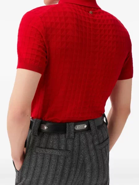 Tricou polo Versace de lână roșu