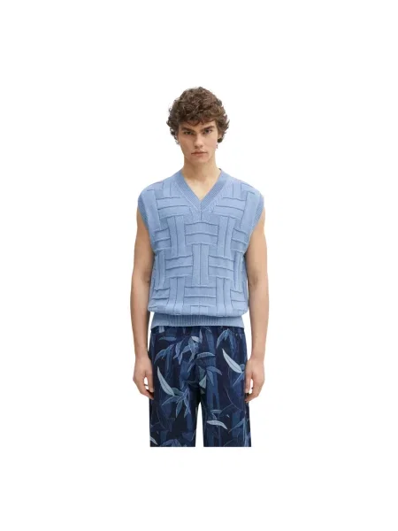 Kenzo kamizelka Weave niebieski