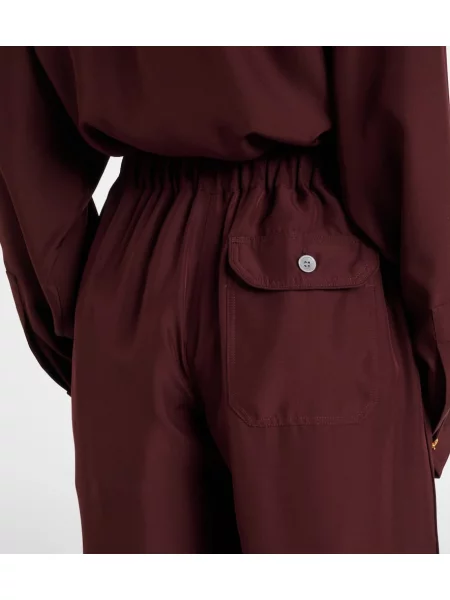 Pantaloni Loewe de mătase plisate bordo