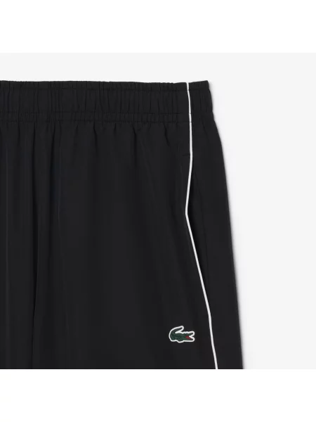 Lacoste Wodoodporne Spodnie Sportowe Z Lamówką Czarno-Białe białe