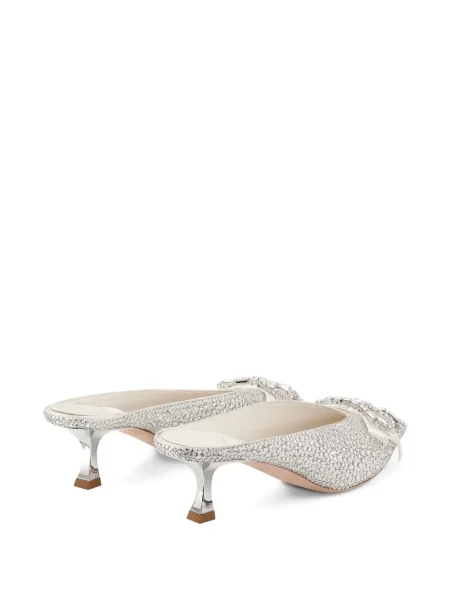 Papuci tip mules Jimmy Choo cu funde argintiu