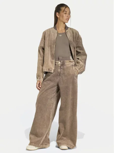 Adidas Hlače iz tkanine Corduroy Sst Wide Leg rjava