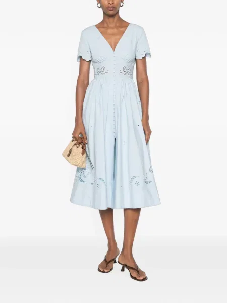 Rochie midi Self-portrait cu decolteu în V albastru