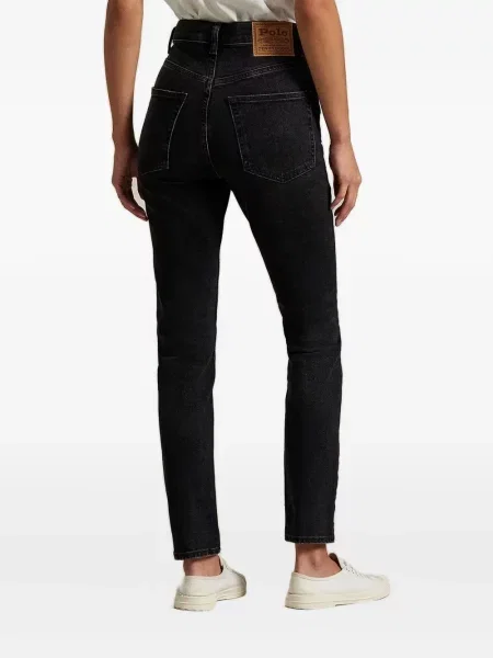 Koszulka Polo Ralph Lauren dwurzędowa zamszowa w paski czarna