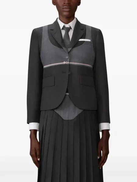 Geacă Thom Browne din țesătură twill gri