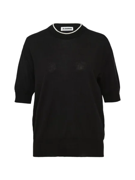 Tricou Jil Sander din lână merinos scurt negru