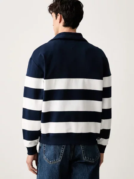 Bluza Tommy Hilfiger Nautical Block Stripe Zip Carbon Navy M granatowa