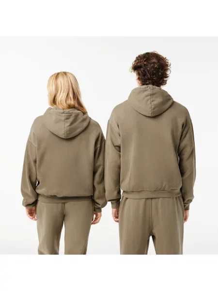 Lacoste Bluza Z Kapturem Loose Fit Cotton Fleece zielona