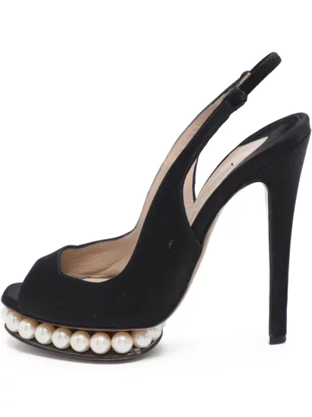 Pantofi cu toc Nicholas Kirkwood cu perle cu platformă negru