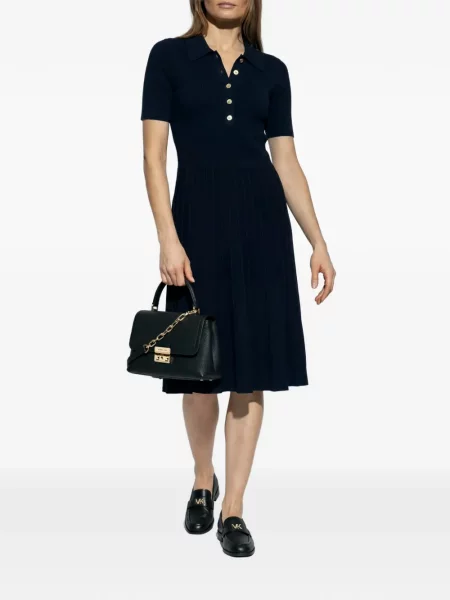 Koszulka Michael Michael Kors w paski z okrągłym dekoltem bez rękawów niebieska