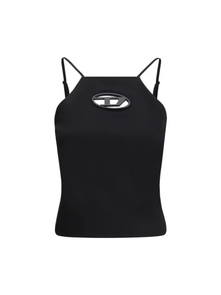 Top Diesel wełniany elegancki z dekoltem halter czarny