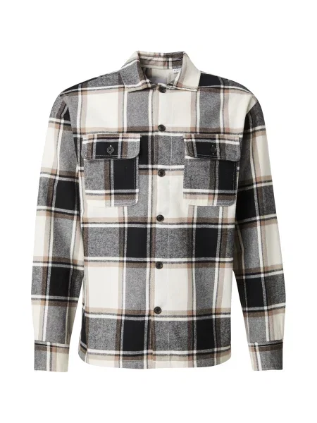 JACK & JONES Košile JJECharge béžová / krémová / šedý melír černá