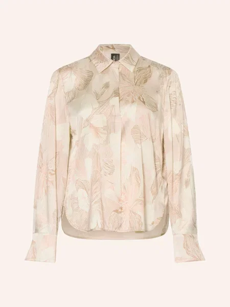 Marc Cain Halenka S Vázačkou Z Hedvábí S Ozdobnými Kamínky peach beige béžová