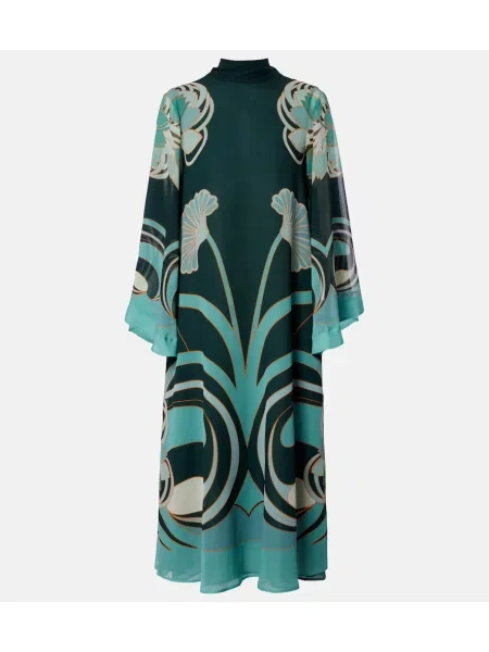 Rochie midi La Doublej de mătase cu imagine verde