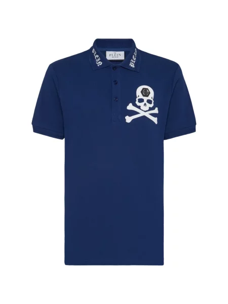Tricou polo Philipp Plein cu broderie albastru