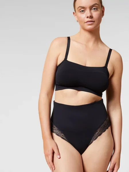 Мереживні стрінги Etam з високою посадкою чорні